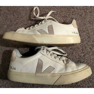 Veja Campo Leather White Beige Sneakers Size 38 / US 7